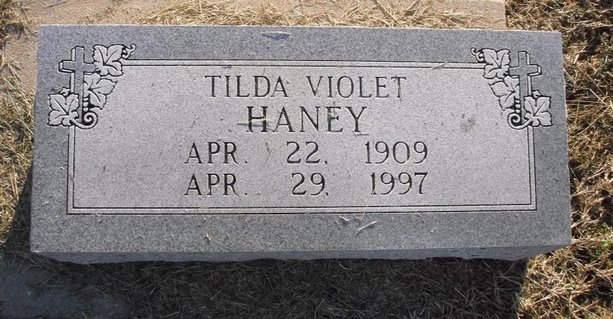 OK, Grove, Olympus Cemetery, Headstone, Haney, Tilda Violet