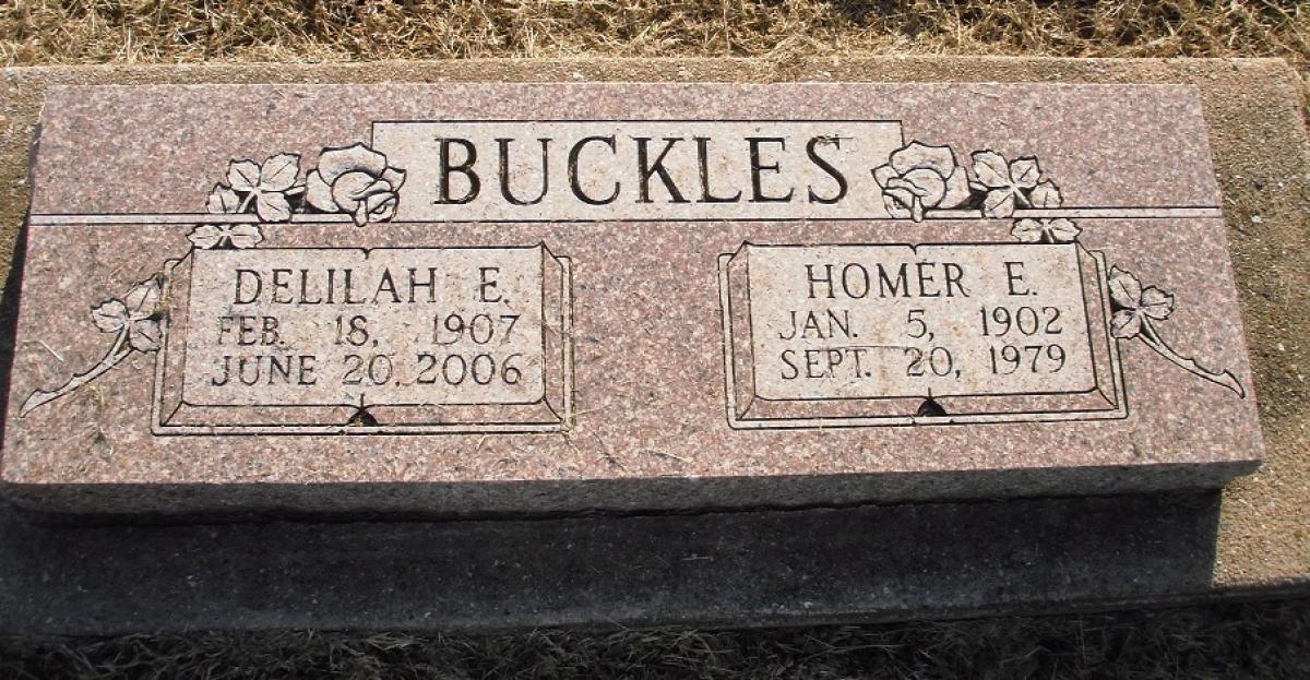 OK, Grove, Olympus Cemetery, Headstone, Buckles, Homer E. & Delilah E.