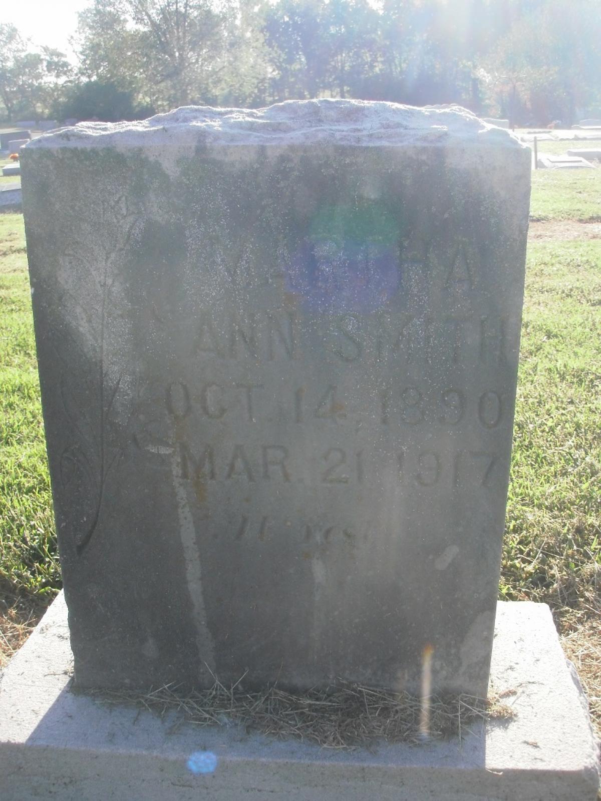 OK, Grove, Olympus Cemetery, Headstone, Smith, Martha Ann