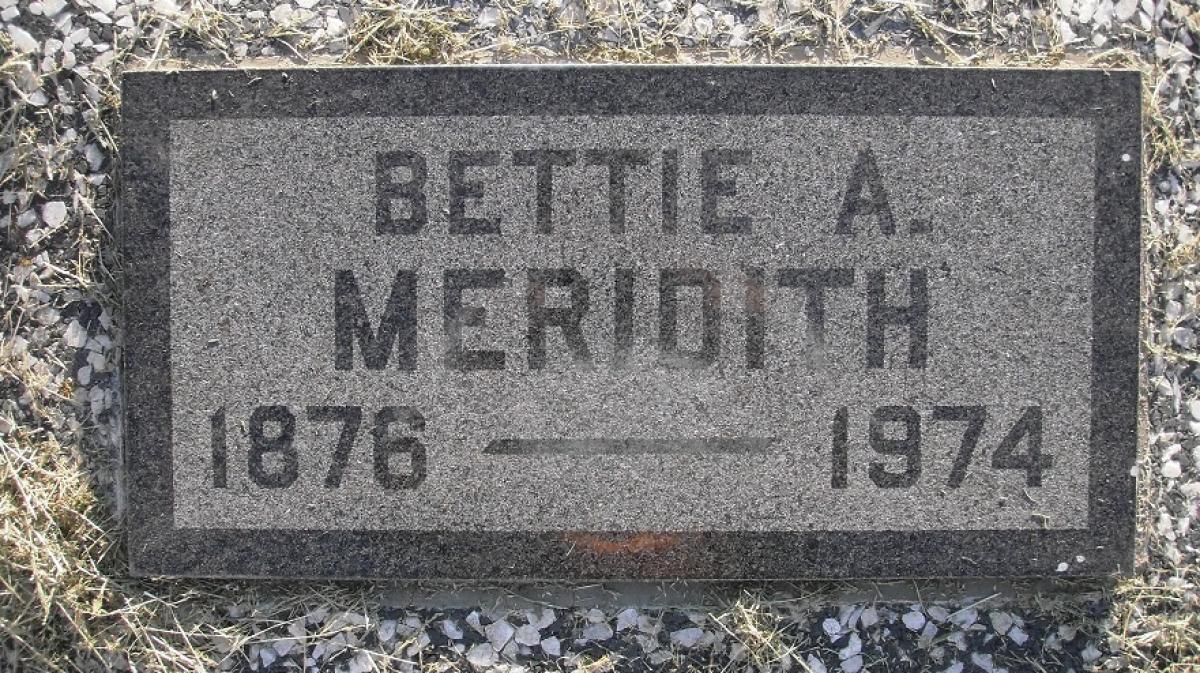 OK, Grove, Olympus Cemetery, Headstone, Meridith, Bettie A.