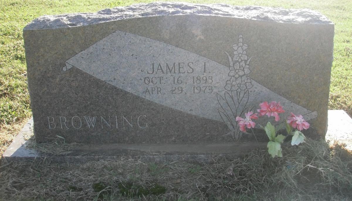 OK, Grove, Olympus Cemetery, Headstone, Browning, James I.