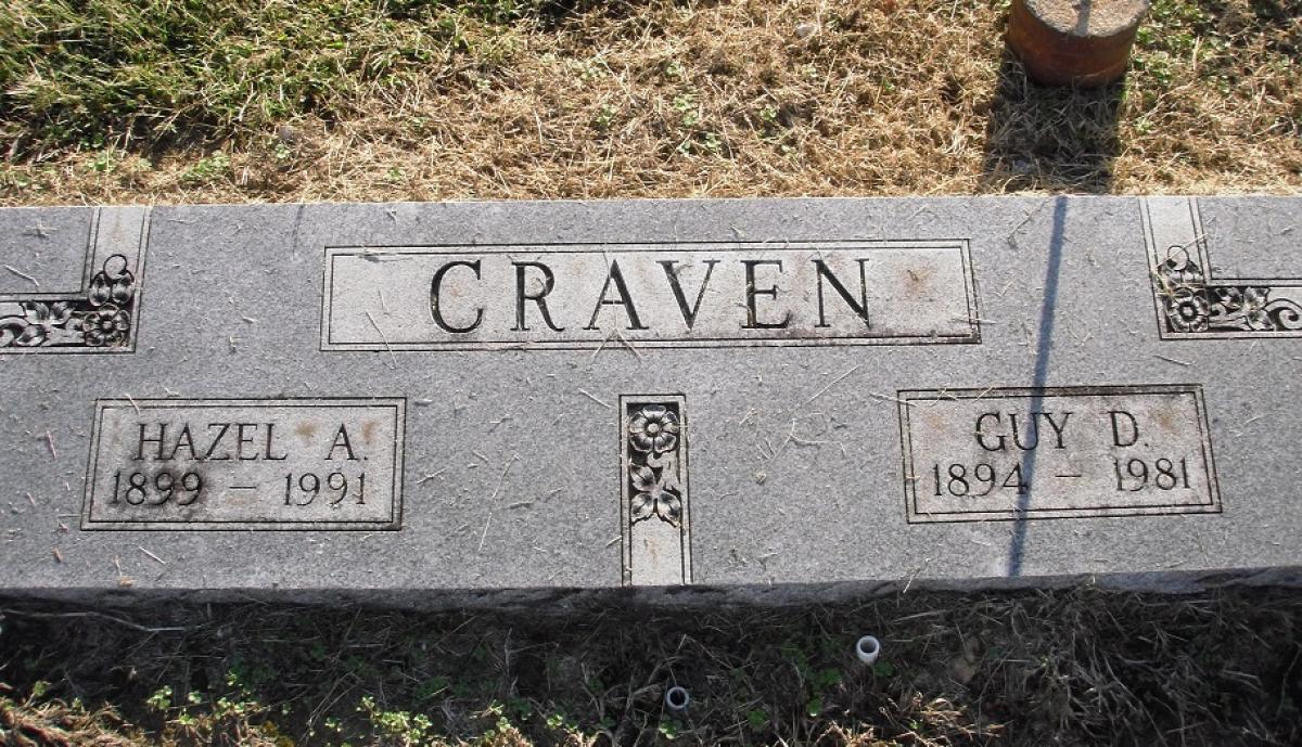 OK, Grove, Olympus Cemetery, Headstone, Craven, Guy D. & Hazel A.