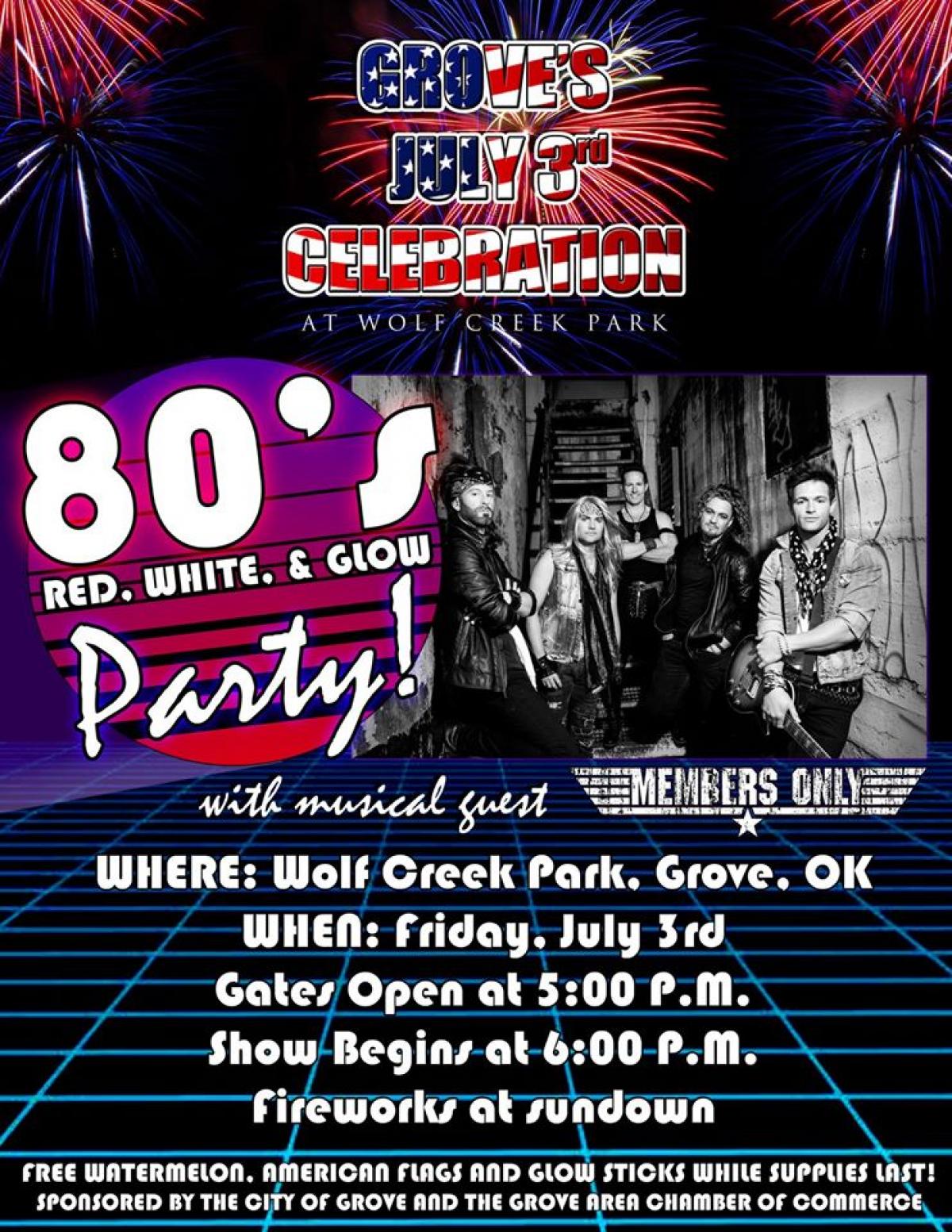 80's Party oklahoma, grove, july 3 celebration
