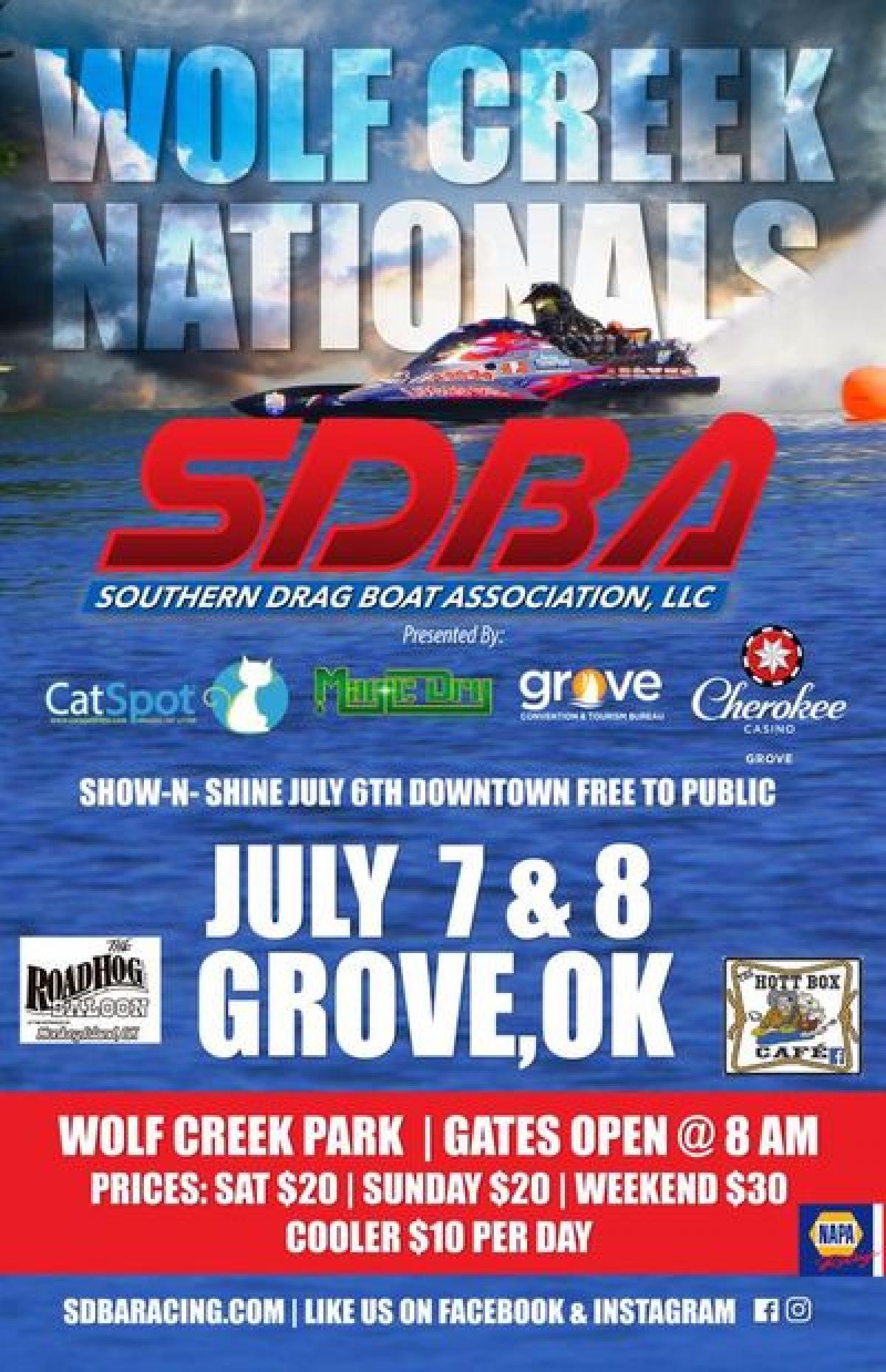 SDBA Wolf Creek Nationals, Wolf Creek Park, Grove, OK  July 7th & 8th, 2018