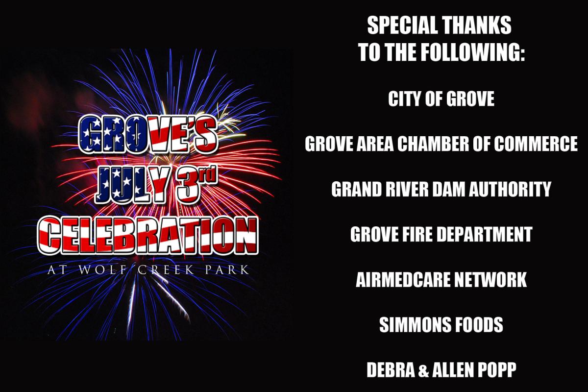 July 3rd Celebration Fireworks City of Grove Oklahoma