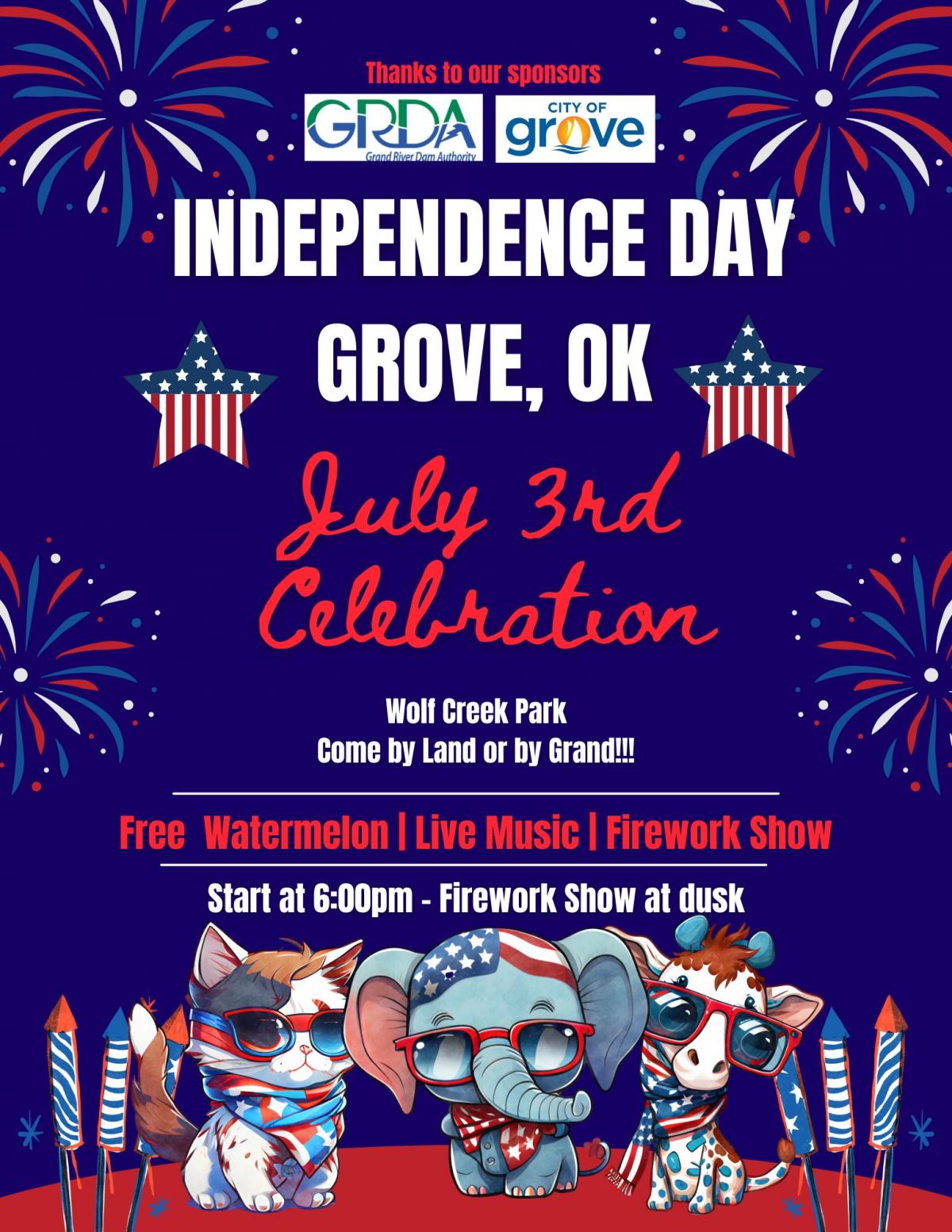oklahoma, grove, fireworks