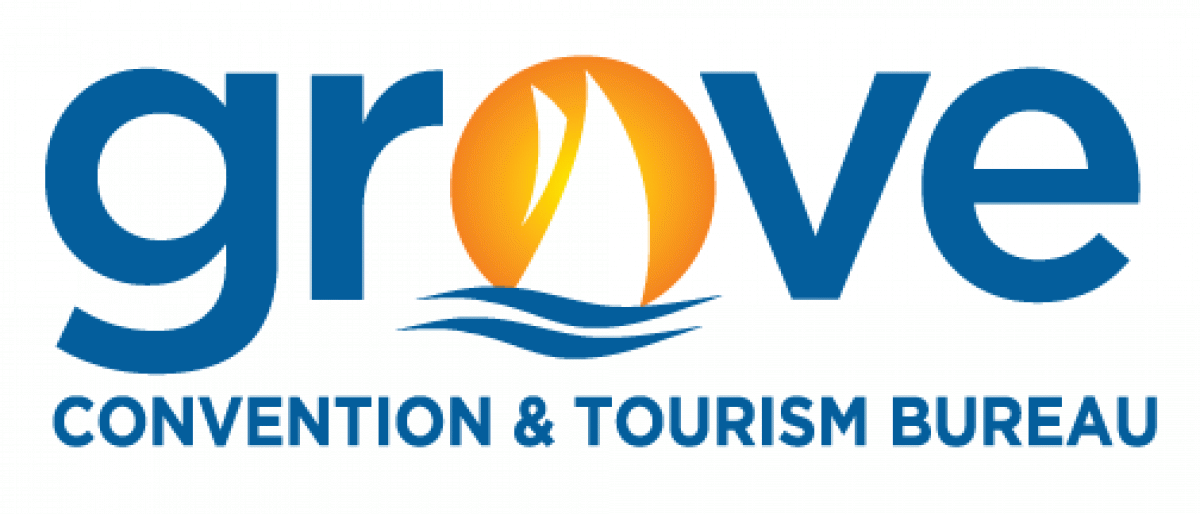 oklahoma, grove, convention, tourism, logo