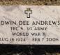 OK, Grove, Olympus Cemetery, Military Headstone, Andrews, Edwin Dee