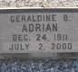 OK, Grove, Olympus Cemetery, Headstone, Adrian, Geraldine B.