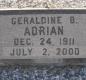 OK, Grove, Olympus Cemetery, Headstone, Adrian, Geraldine B.