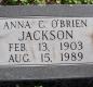 OK, Grove, Olympus Cemetery, Headstone, Jackson, Anna C. (O'Brien)