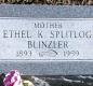 OK, Grove, Buzzard Cemetery, Blinzler, Ethel K. Splitlog Headstone