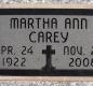 OK, Grove, Buzzard Cemetery, Carey, Martha Ann Headstone