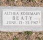 OK, Grove, Olympus Cemetery, Headstone, Beaty, Althea Rosemary 