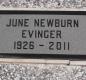 OK, Grove, Olympus Cemetery, Headstone, Evinger, June (Newburn)