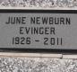 OK, Grove, Olympus Cemetery, Headstone, Evinger, June (Newburn)