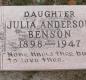 OK, Grove, Olympus Cemetery, Headstone, Benson, Julia Anderson 