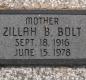 OK, Grove, Olympus Cemetery, Bolt, Zillah B. Headstone