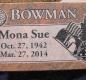 OK, Grove, Olympus Cemetery, Headstone, Bowman, Mona Sue