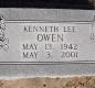 OK, Grove, Olympus Cemetery, Headstone, Owen, Kenneth Lee