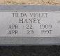 OK, Grove, Olympus Cemetery, Headstone, Haney, Tilda Violet